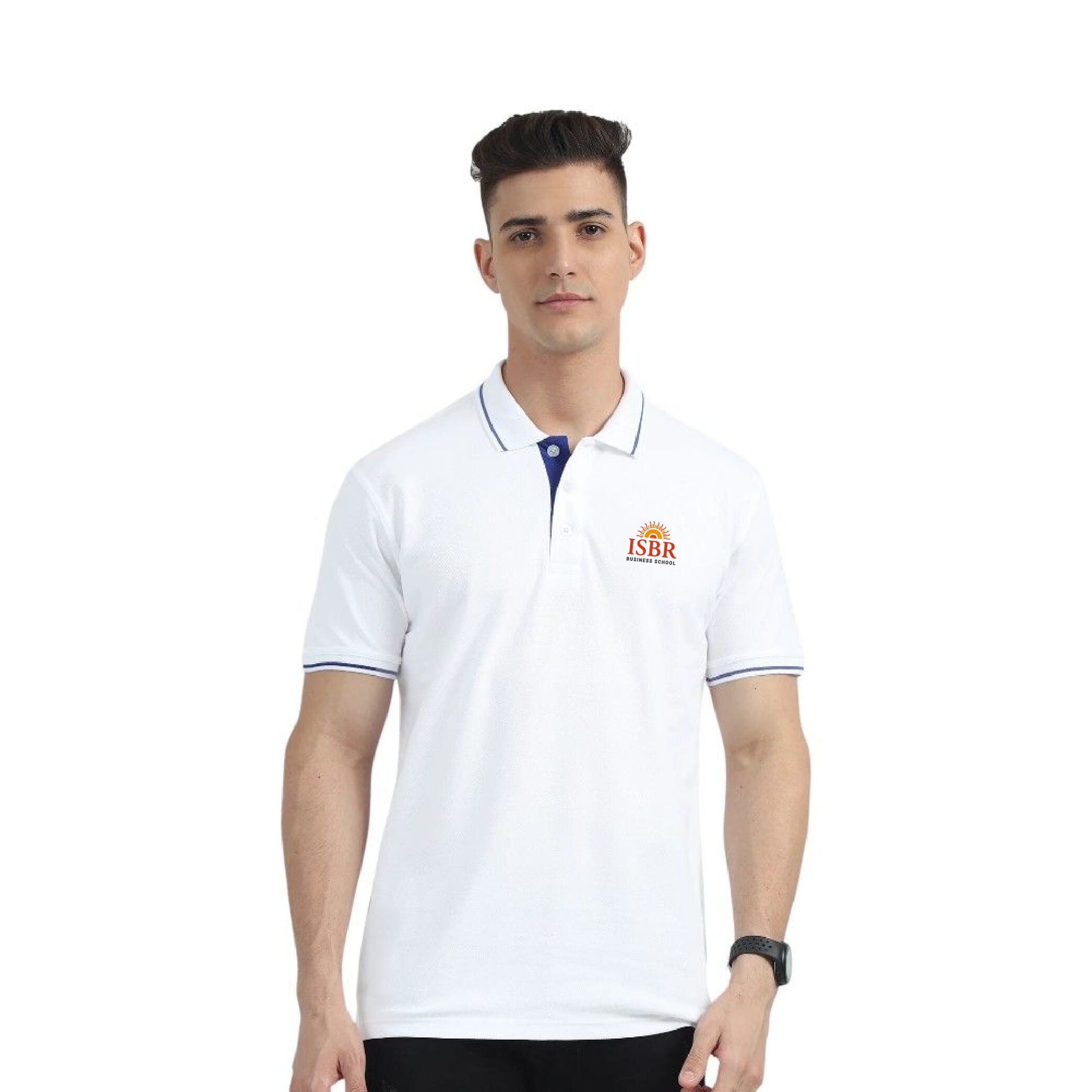 Greys&Blues Organic Polo Tshirt- White with Blue Tipping
